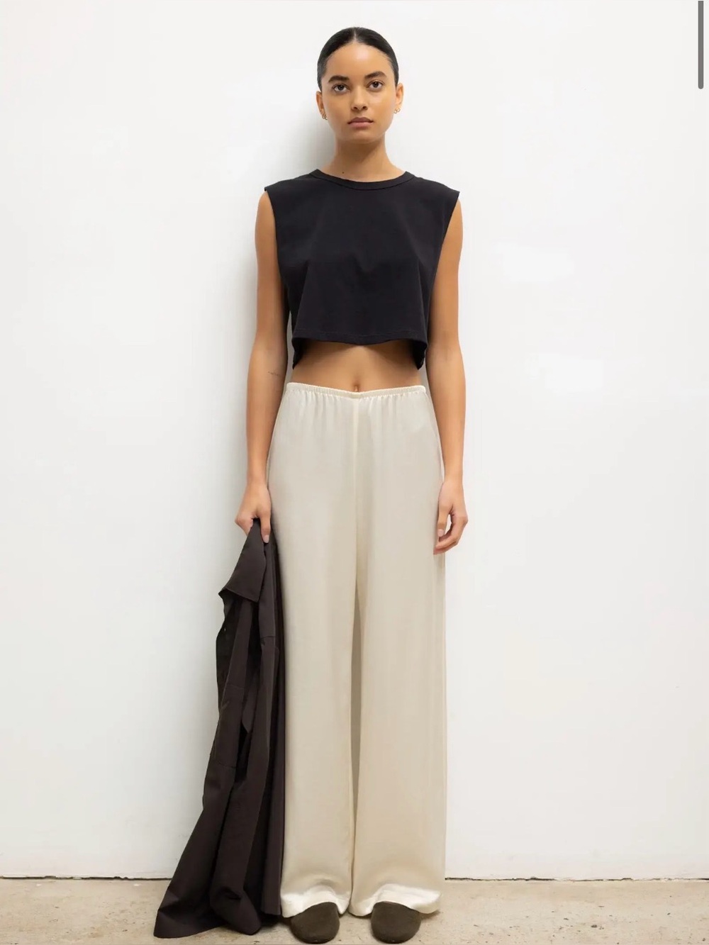 Leset barb wide leg pant size M creme like shortened hem